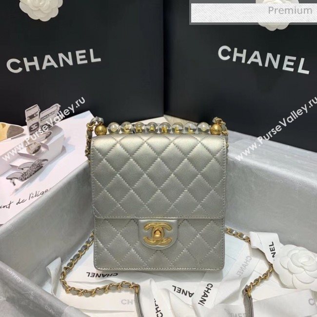 Chanel Acrylic Beads Goatskin Mini Falp Bag AS0584 Silver 2020 (SS-20042207)
