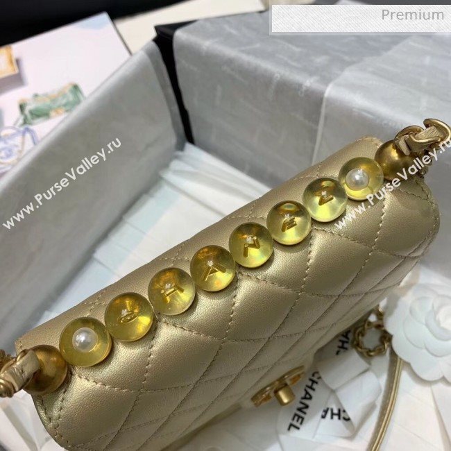 Chanel Acrylic Beads Goatskin Mini Falp Bag AS0584 Gold 2020 (SS-20042208)
