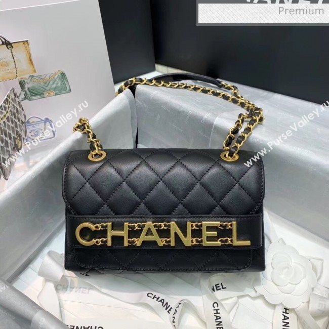 Chanel Calfskin Small Flap Bag With Logo Chain AS1490 Black 2020 (SS-20042136)