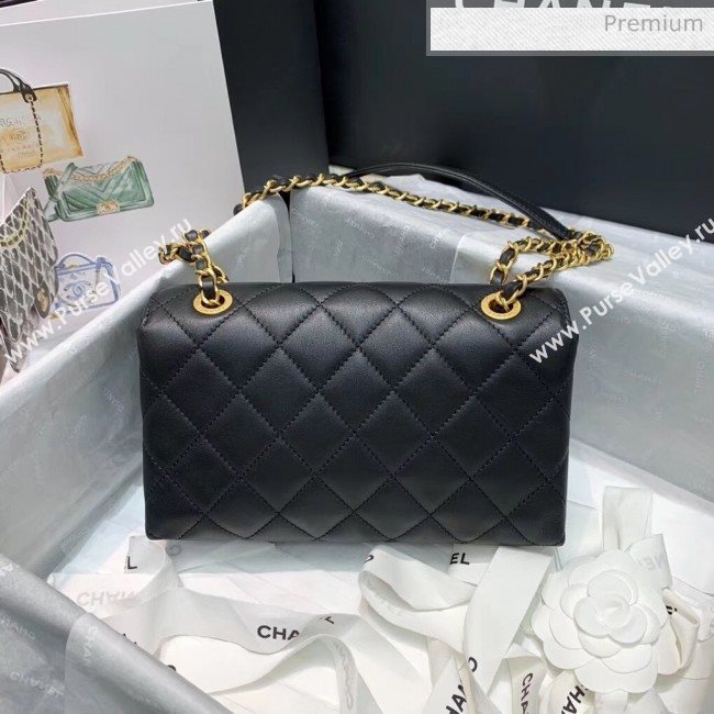 Chanel Calfskin Small Flap Bag With Logo Chain AS1490 Black 2020 (SS-20042136)