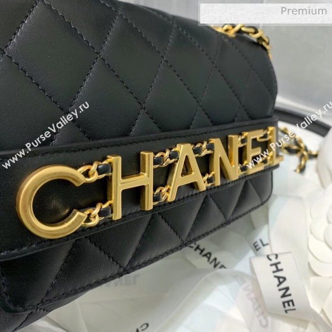 Chanel Calfskin Small Flap Bag With Logo Chain AS1490 Black 2020 (SS-20042136)