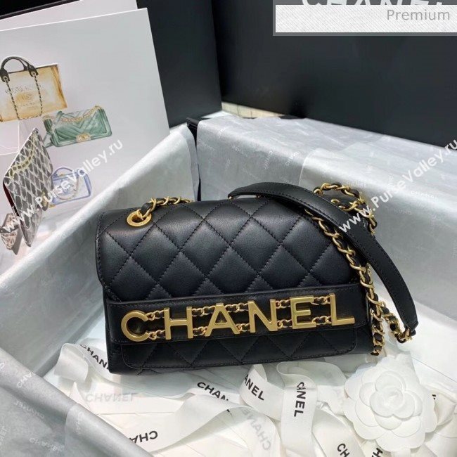 Chanel Calfskin Small Flap Bag With Logo Chain AS1490 Black 2020 (SS-20042136)