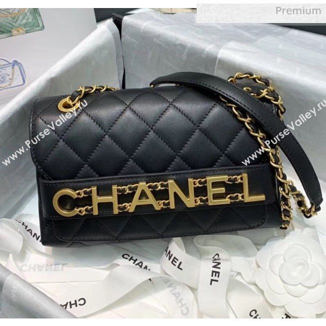 Chanel Calfskin Small Flap Bag With Logo Chain AS1490 Black 2020 (SS-20042136)