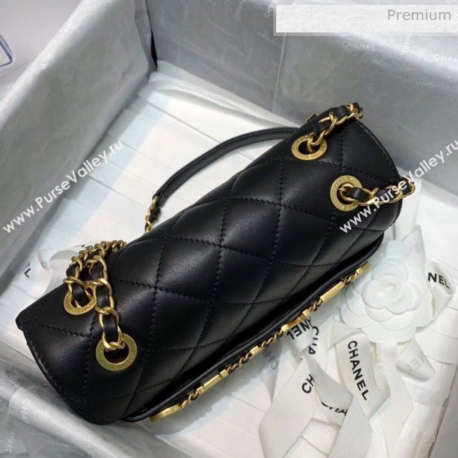 Chanel Calfskin Small Flap Bag With Logo Chain AS1490 Black 2020 (SS-20042136)