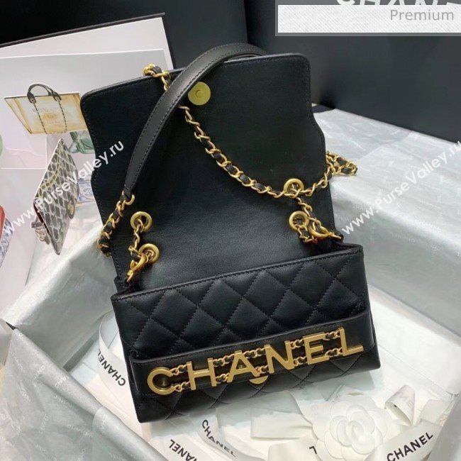 Chanel Calfskin Small Flap Bag With Logo Chain AS1490 Black 2020 (SS-20042136)