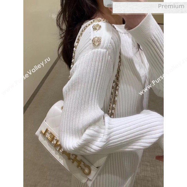 Chanel Calfskin Small Flap Bag With Logo Chain AS1490 White 2020 (SS-20042135)