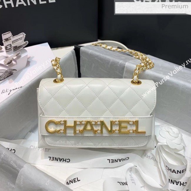 Chanel Calfskin Small Flap Bag With Logo Chain AS1490 White 2020 (SS-20042135)