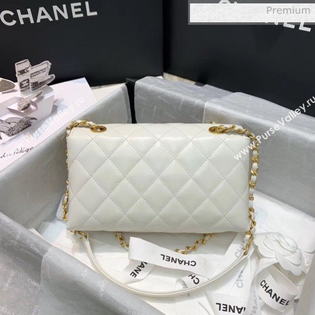 Chanel Calfskin Small Flap Bag With Logo Chain AS1490 White 2020 (SS-20042135)