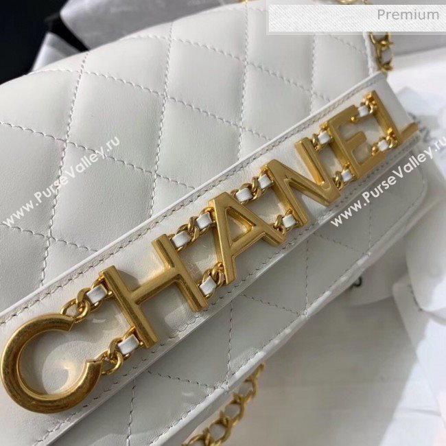 Chanel Calfskin Small Flap Bag With Logo Chain AS1490 White 2020 (SS-20042135)