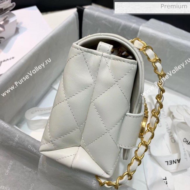 Chanel Calfskin Small Flap Bag With Logo Chain AS1490 White 2020 (SS-20042135)