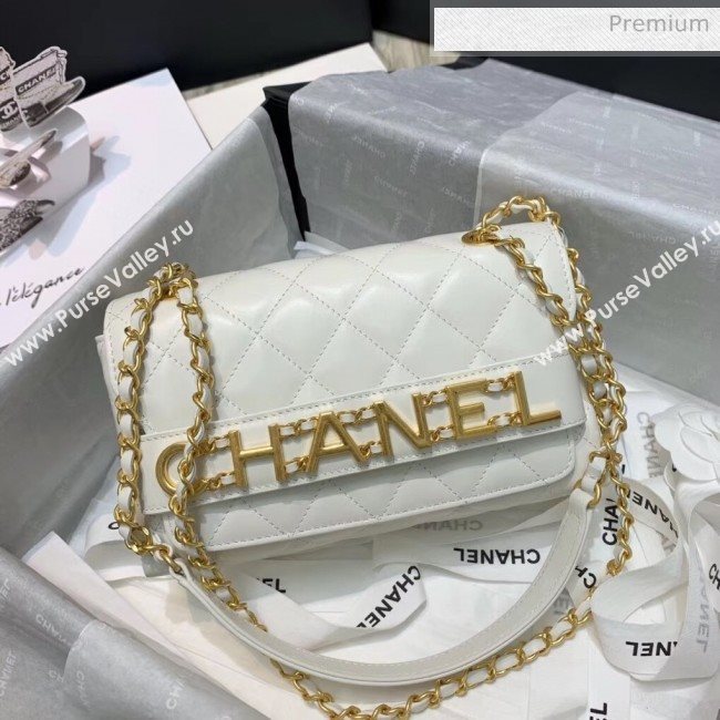 Chanel Calfskin Small Flap Bag With Logo Chain AS1490 White 2020 (SS-20042135)