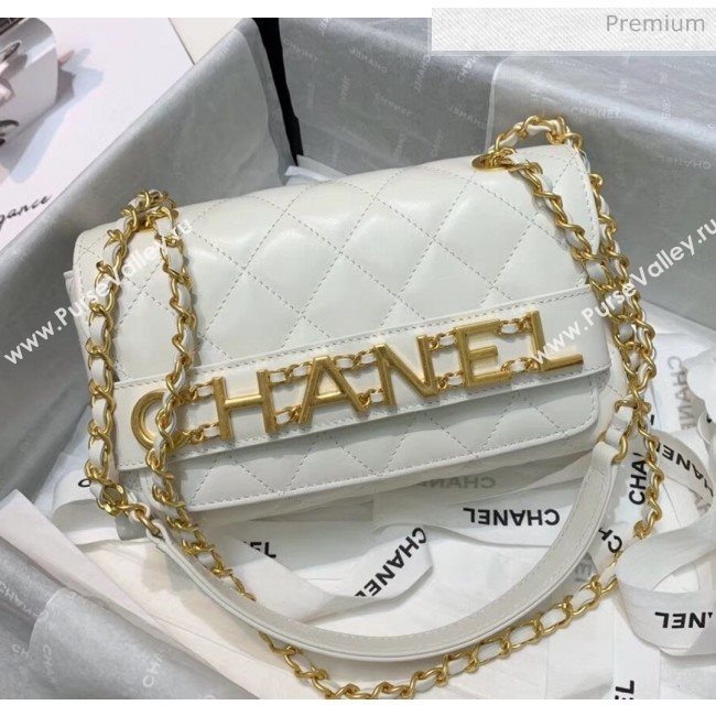 Chanel Calfskin Small Flap Bag With Logo Chain AS1490 White 2020 (SS-20042135)