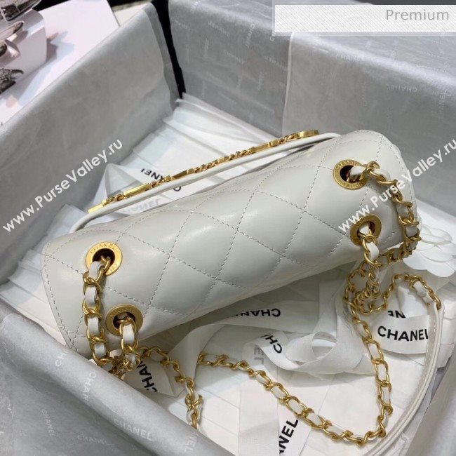 Chanel Calfskin Small Flap Bag With Logo Chain AS1490 White 2020 (SS-20042135)