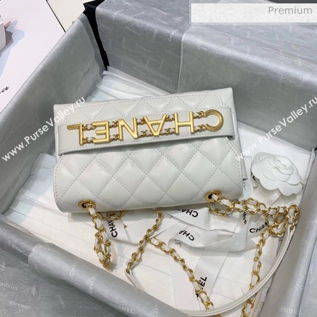 Chanel Calfskin Small Flap Bag With Logo Chain AS1490 White 2020 (SS-20042135)