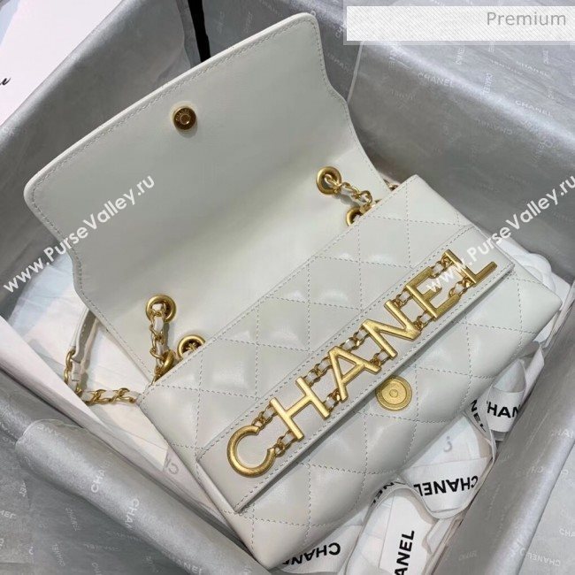 Chanel Calfskin Small Flap Bag With Logo Chain AS1490 White 2020 (SS-20042135)