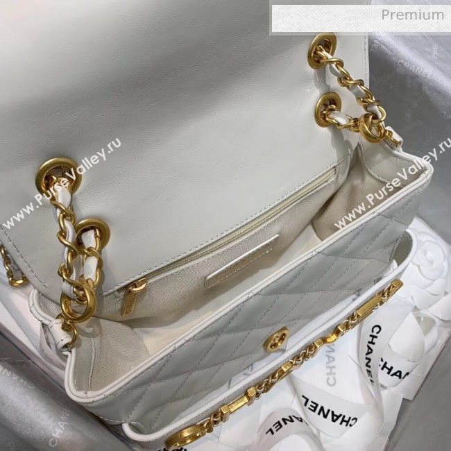 Chanel Calfskin Small Flap Bag With Logo Chain AS1490 White 2020 (SS-20042135)