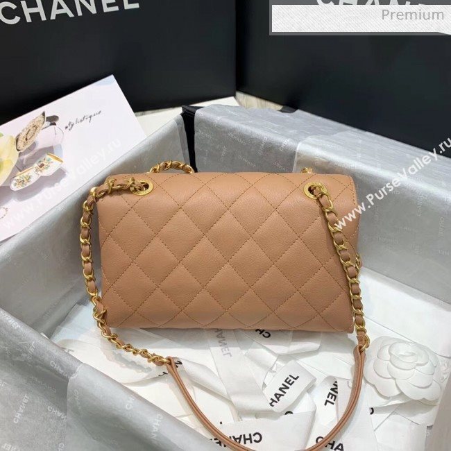 Chanel Calfskin Small Flap Bag With Logo Chain AS1490 Beige 2020 (SS-20042137)