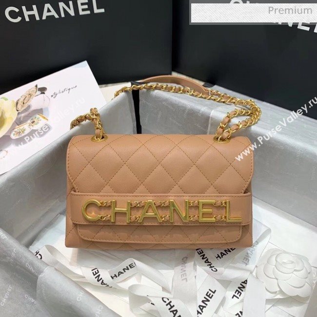 Chanel Calfskin Small Flap Bag With Logo Chain AS1490 Beige 2020 (SS-20042137)