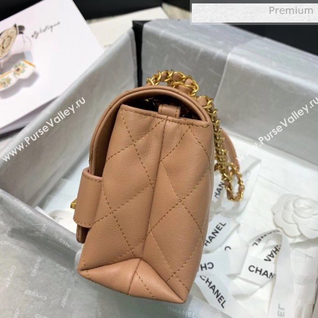 Chanel Calfskin Small Flap Bag With Logo Chain AS1490 Beige 2020 (SS-20042137)