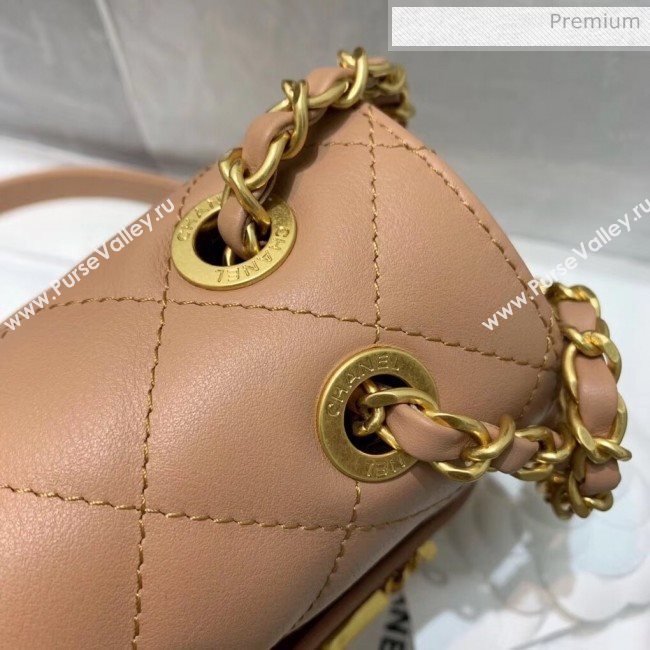 Chanel Calfskin Small Flap Bag With Logo Chain AS1490 Beige 2020 (SS-20042137)