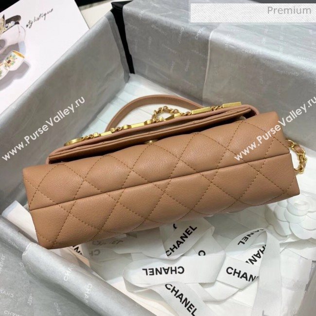 Chanel Calfskin Small Flap Bag With Logo Chain AS1490 Beige 2020 (SS-20042137)