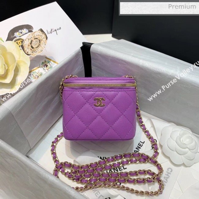 Chanel Grainy Leather Mini Vanity with Classic Chain AP1340 Purple 2020 (SS-20042503)