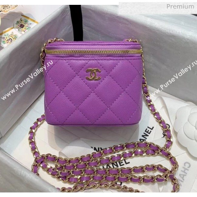 Chanel Grainy Leather Mini Vanity with Classic Chain AP1340 Purple 2020 (SS-20042503)