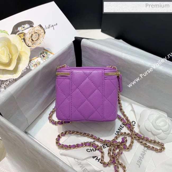 Chanel Grainy Leather Mini Vanity with Classic Chain AP1340 Purple 2020 (SS-20042503)