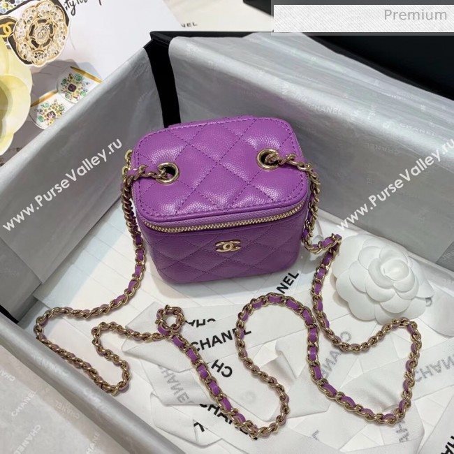 Chanel Grainy Leather Mini Vanity with Classic Chain AP1340 Purple 2020 (SS-20042503)