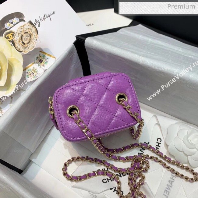 Chanel Grainy Leather Mini Vanity with Classic Chain AP1340 Purple 2020 (SS-20042503)