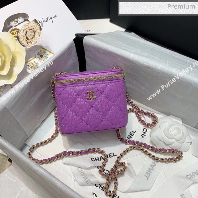 Chanel Grainy Leather Mini Vanity with Classic Chain AP1340 Purple 2020 (SS-20042503)