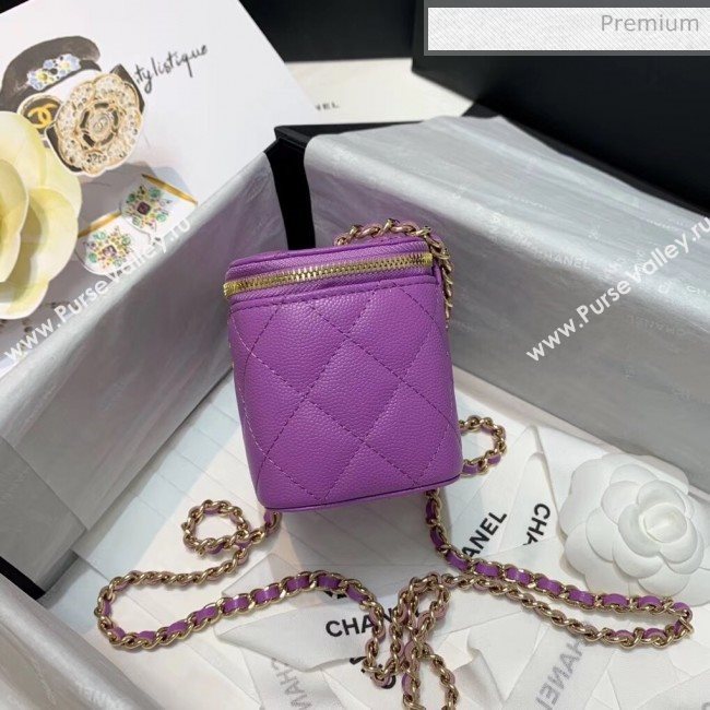 Chanel Grainy Leather Mini Vanity with Classic Chain AP1340 Purple 2020 (SS-20042503)