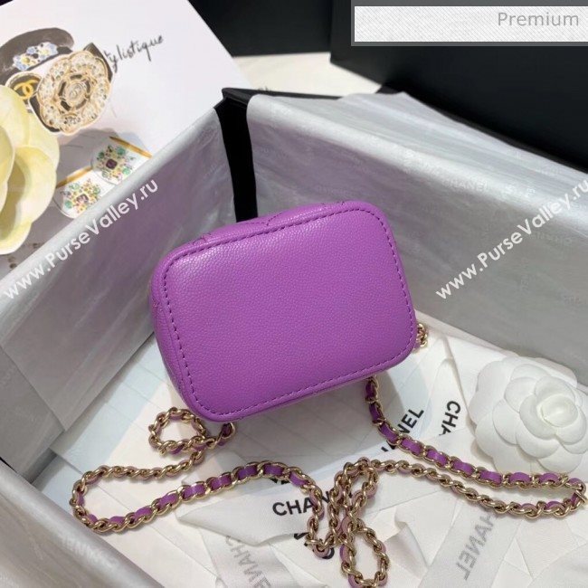 Chanel Grainy Leather Mini Vanity with Classic Chain AP1340 Purple 2020 (SS-20042503)