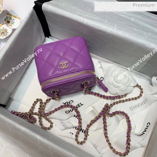 Chanel Grainy Leather Mini Vanity with Classic Chain AP1340 Purple 2020 (SS-20042503)