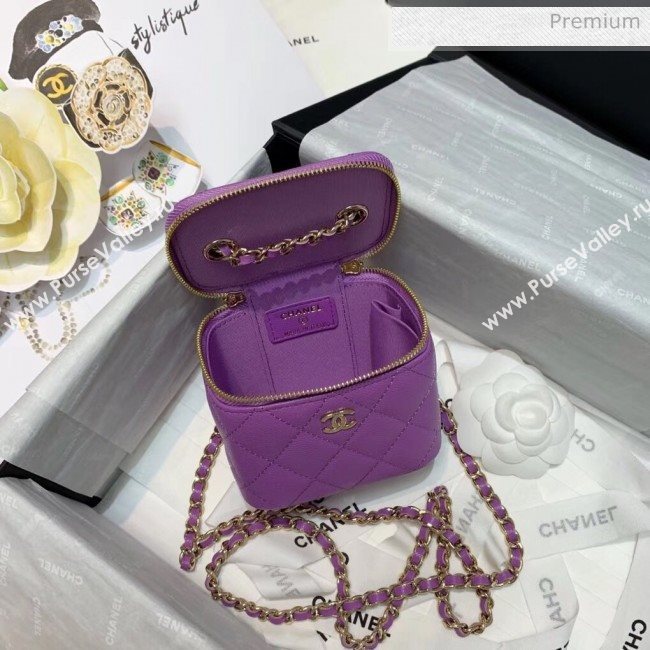 Chanel Grainy Leather Mini Vanity with Classic Chain AP1340 Purple 2020 (SS-20042503)