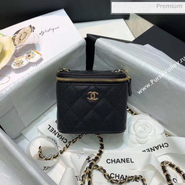 Chanel Grainy Leather Mini Vanity with Classic Chain AP1340 Black 2020 (SS-20042505)