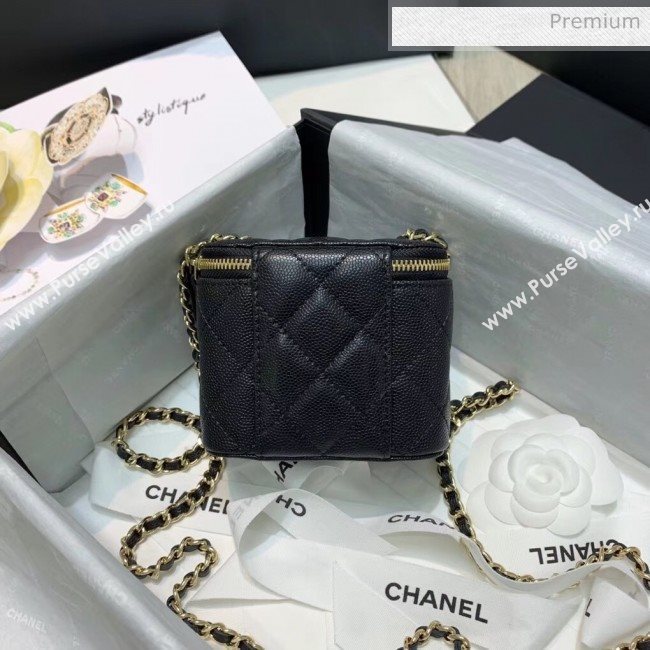 Chanel Grainy Leather Mini Vanity with Classic Chain AP1340 Black 2020 (SS-20042505)