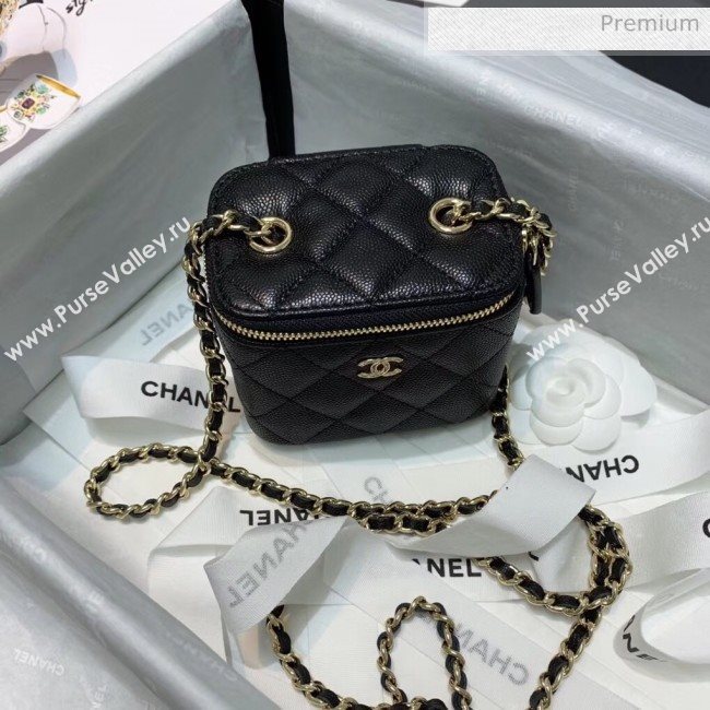 Chanel Grainy Leather Mini Vanity with Classic Chain AP1340 Black 2020 (SS-20042505)