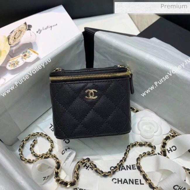 Chanel Grainy Leather Mini Vanity with Classic Chain AP1340 Black 2020 (SS-20042505)