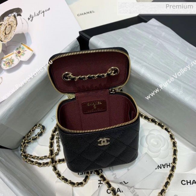 Chanel Grainy Leather Mini Vanity with Classic Chain AP1340 Black 2020 (SS-20042505)