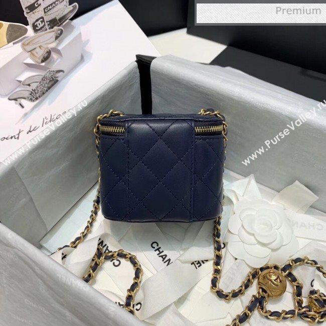 Chanel Lambskin Small Classic Box with Chain And Gold Metal Ball AP1447 Navy Bl;ue 2020 (SS-20042506)