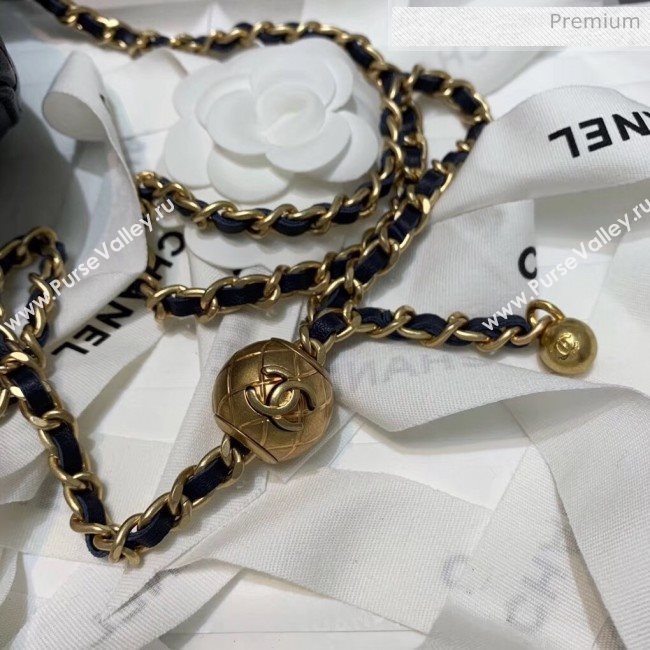 Chanel Lambskin Small Classic Box with Chain And Gold Metal Ball AP1447 Navy Bl;ue 2020 (SS-20042506)