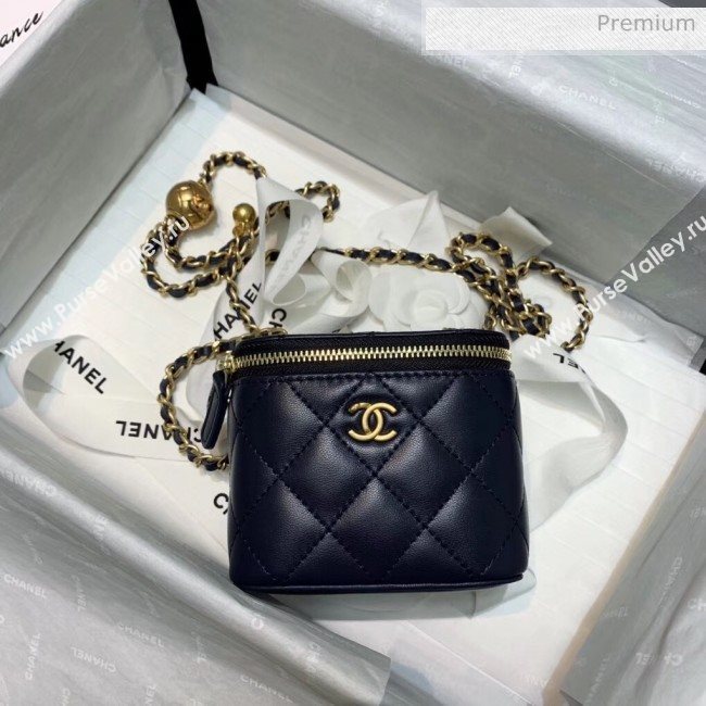 Chanel Lambskin Small Classic Box with Chain And Gold Metal Ball AP1447 Navy Bl;ue 2020 (SS-20042506)