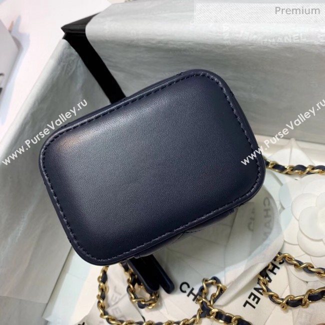 Chanel Lambskin Small Classic Box with Chain And Gold Metal Ball AP1447 Navy Bl;ue 2020 (SS-20042506)