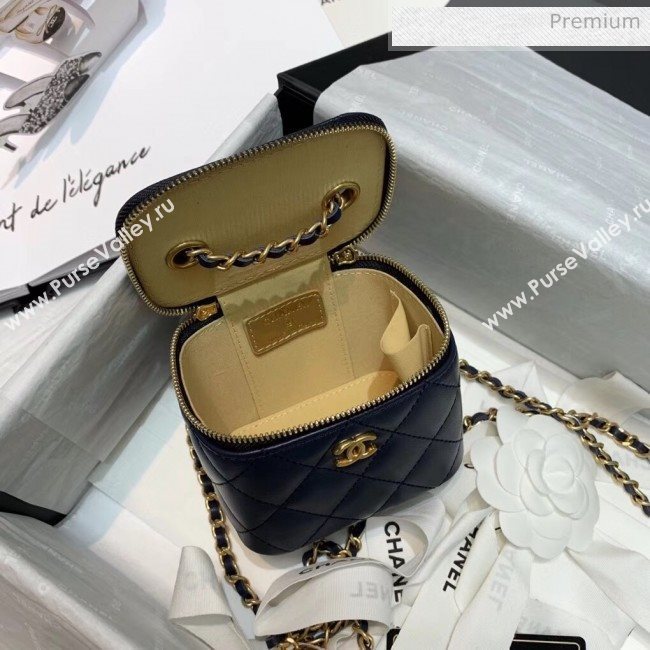 Chanel Lambskin Small Classic Box with Chain And Gold Metal Ball AP1447 Navy Bl;ue 2020 (SS-20042506)