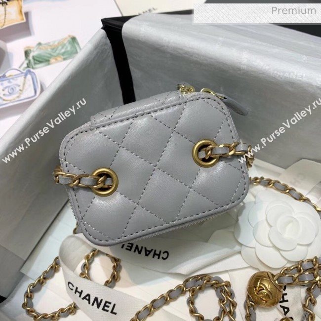 Chanel Lambskin Small Classic Box with Chain And Gold Metal Ball AP1447 Grey 2020 (SS-20042507)