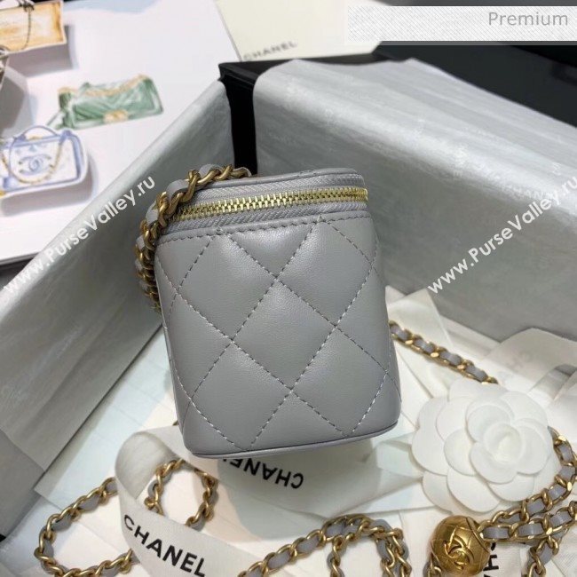 Chanel Lambskin Small Classic Box with Chain And Gold Metal Ball AP1447 Grey 2020 (SS-20042507)