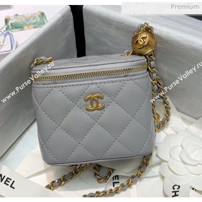 Chanel Lambskin Small Classic Box with Chain And Gold Metal Ball AP1447 Grey 2020 (SS-20042507)