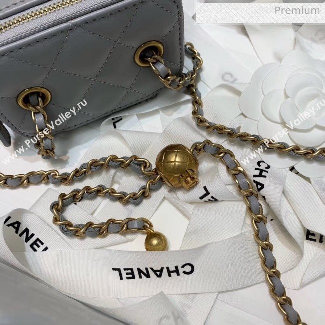 Chanel Lambskin Small Classic Box with Chain And Gold Metal Ball AP1447 Grey 2020 (SS-20042507)