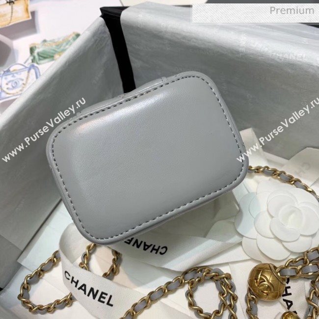 Chanel Lambskin Small Classic Box with Chain And Gold Metal Ball AP1447 Grey 2020 (SS-20042507)